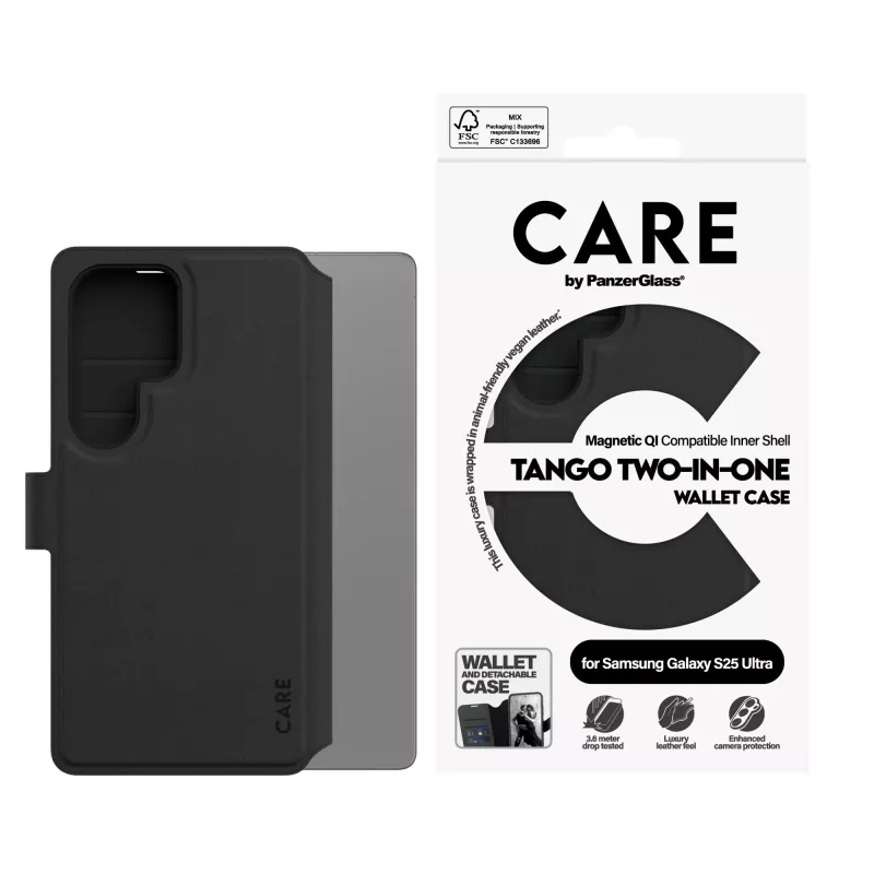 Capa carteira PanzerGlass CARE™ by ® Tango 2-in-1 com compatibilidade Qi para Samsung Galaxy S25 Ultra