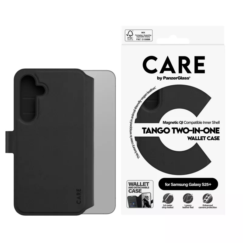 Capa carteira PanzerGlass CARE™ by ® Tango 2-in-1 com compatibilidade Qi Samsung Galaxy S25+