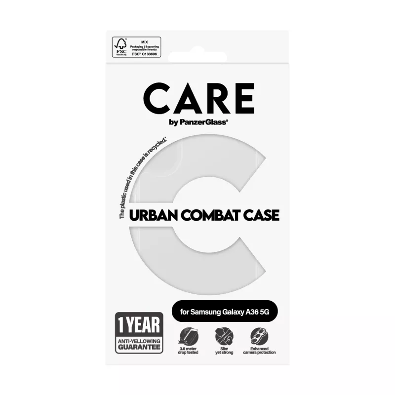 PanzerGlass CARE Flagship capa com moldura transparente para Samsung Galaxy A36 5G, transparente, CRRFUBCG38083
