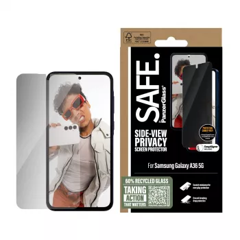 Película de proteção de ecrã com filtro de privacidade PanzerGlass SAFE. by ® Samsung Galaxy A36 5G | Ultra-Wide Fit com EasyAligner