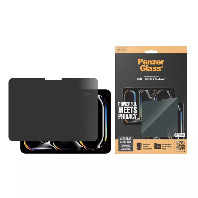 PanzerGlass Privacy protetor de ecrã para iPad Pro de 11 polegadas (2024) M4, Ultra-Wide Fit, vidro, moldura preta