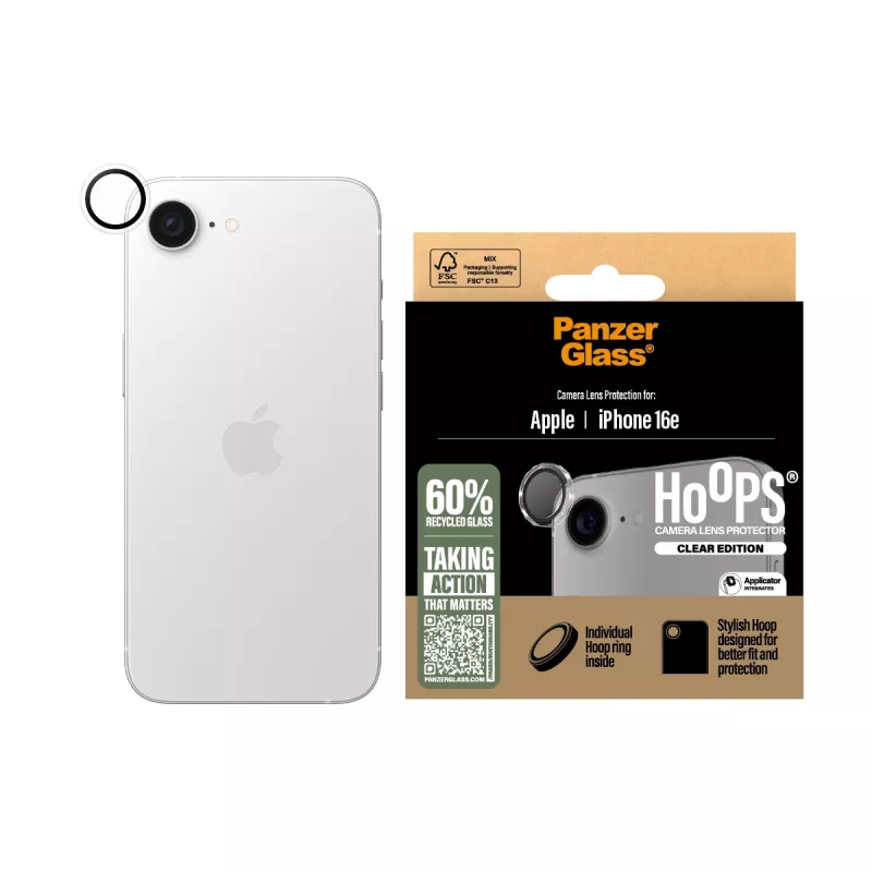 PanzerGlass ® Hoops® Proteção de lente da câmara transparente iPhone 17e | 16e