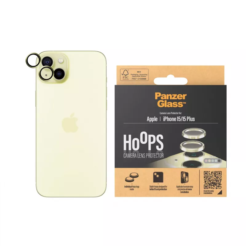 PanzerGlass ® Hoops® Proteção de lente da câmara amarelo iPhone 15 | 15 Plus