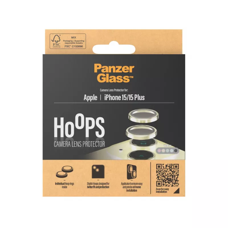 PanzerGlass ® Hoops® Proteção de lente da câmara amarelo iPhone 15 | 15 Plus