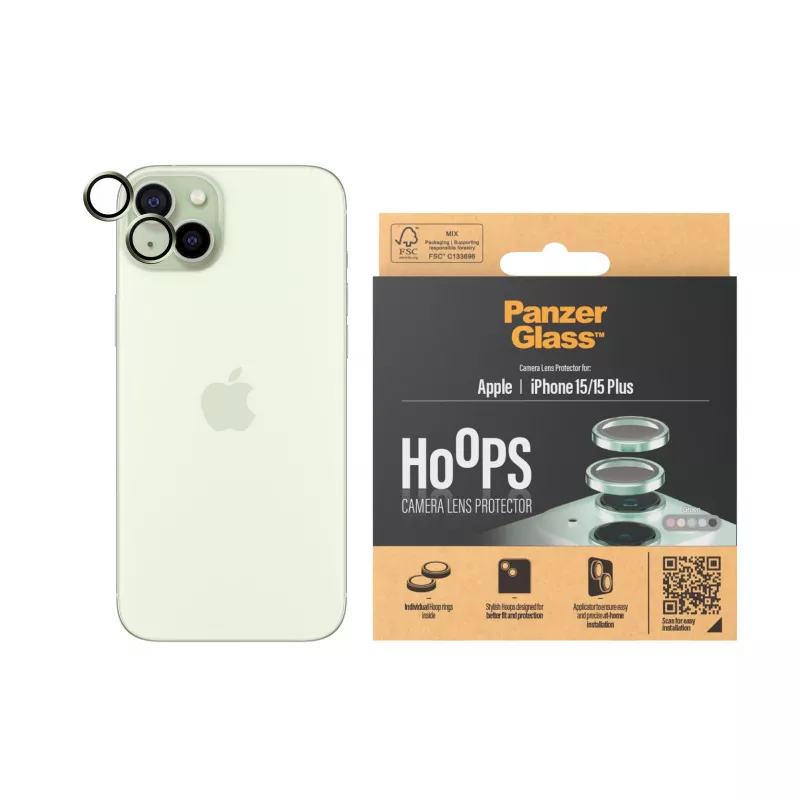 PanzerGlass ® Hoops® Proteção de lente da câmara verde iPhone 15 | 15 Plus