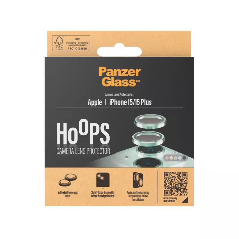 PanzerGlass ® Hoops® Proteção de lente da câmara verde iPhone 15 | 15 Plus