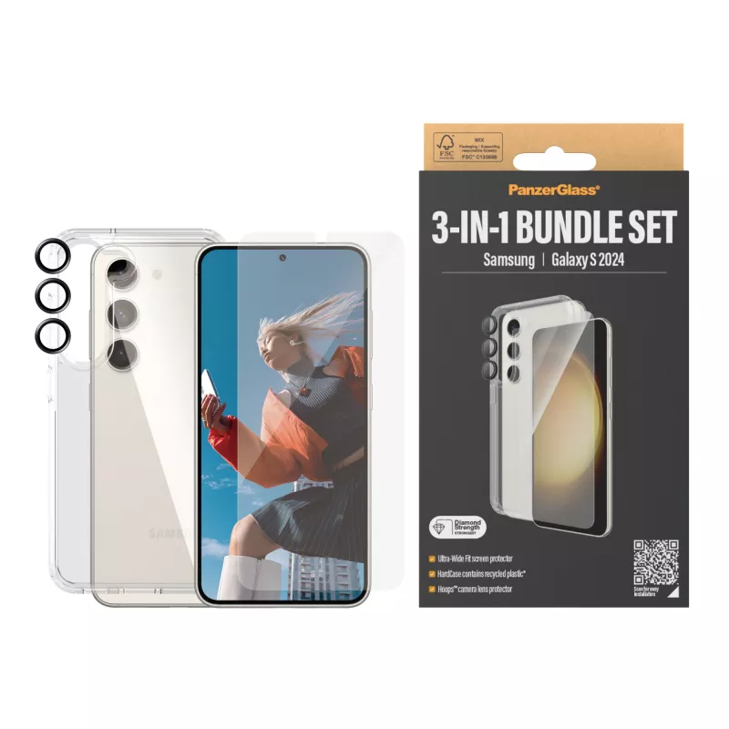 PanzerGlass ® 3-in-1 Bundle Samsung Galaxy S24 | Ultra-Wide Fit com EasyAligner
