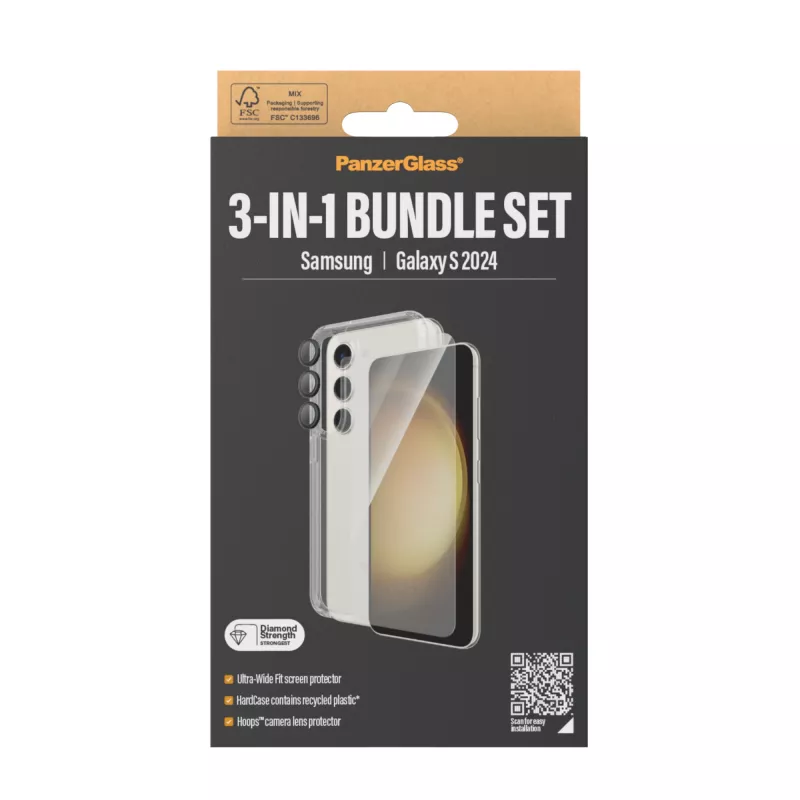 PanzerGlass ® 3-in-1 Bundle Samsung Galaxy S24 | Ultra-Wide Fit com EasyAligner