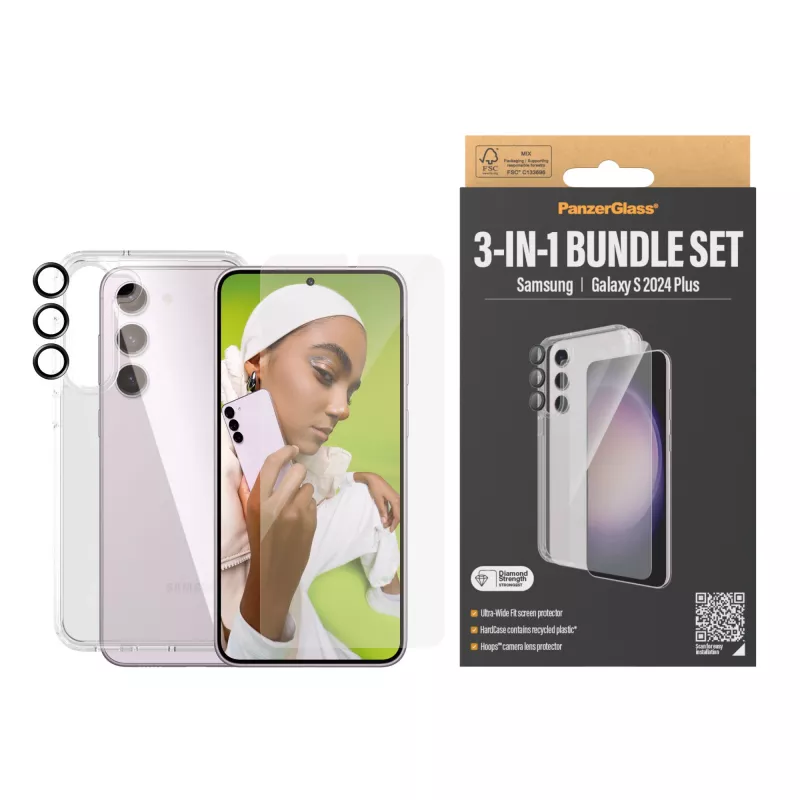PanzerGlass ® 3-in-1 Bundle Samsung Galaxy S24+ | Ultra-Wide Fit com EasyAligner