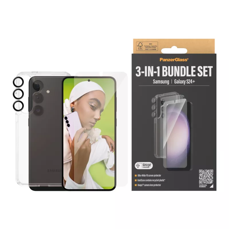 PanzerGlass ® 3-in-1 Bundle Samsung Galaxy S24+ | Ultra-Wide Fit com EasyAligner