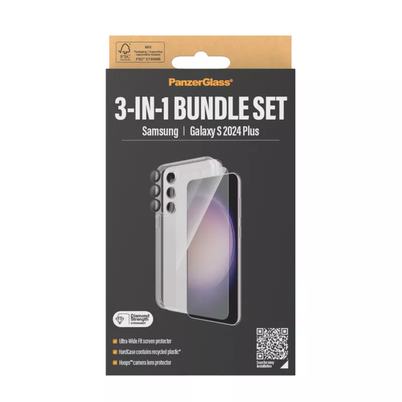 PanzerGlass ® 3-in-1 Bundle Samsung Galaxy S24+ | Ultra-Wide Fit com EasyAligner