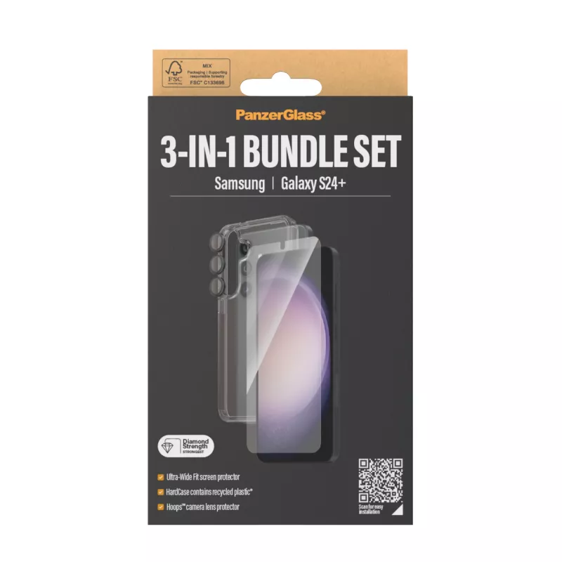 PanzerGlass ® 3-in-1 Bundle Samsung Galaxy S24+ | Ultra-Wide Fit com EasyAligner