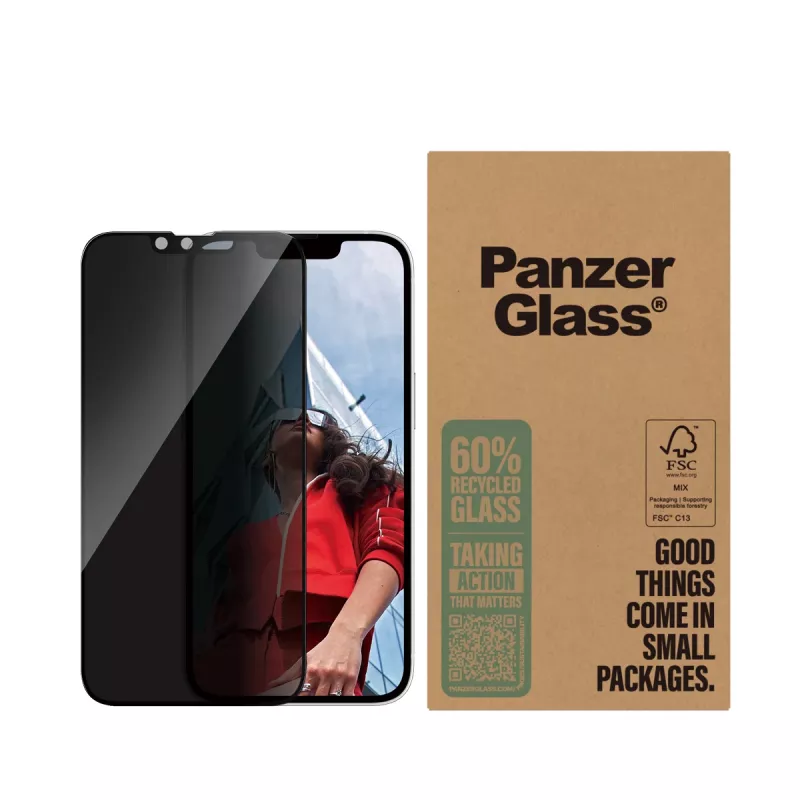 PanzerGlass ® Proteção de ecrã com privacidade iPhone 17e | 16e | 14 | 13 | 13 Pro | Ultra-Wide Fit