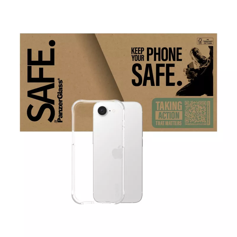 PanzerGlass SAFE. by ® Capa TPU transparente iPhone 17e | 16e