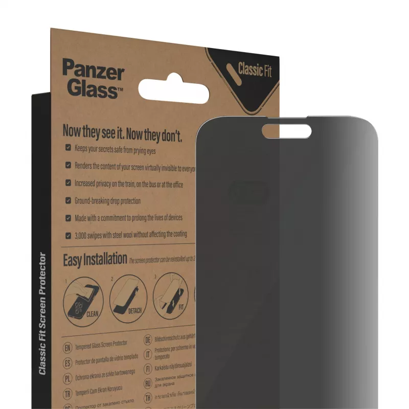 PanzerGlass ® Proteção de ecrã com privacidade iPhone 14 Pro Max | Classic Fit