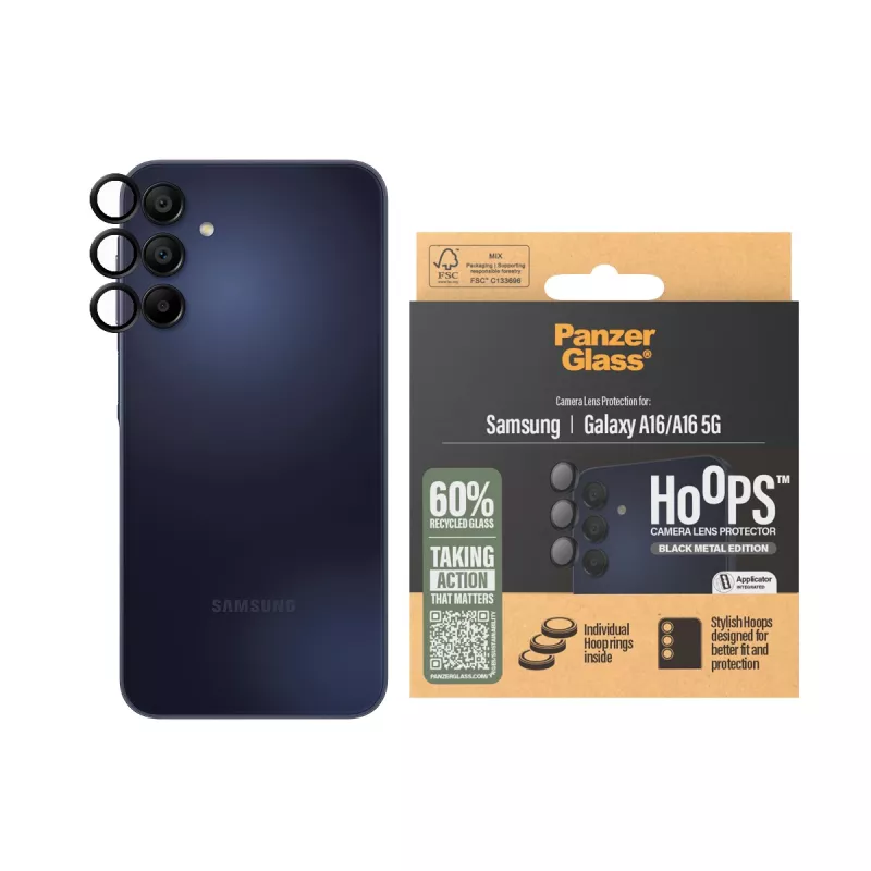 PanzerGlass ® Hoops® Proteção de lente da câmara preto Samsung Galaxy A16 | A16 5G