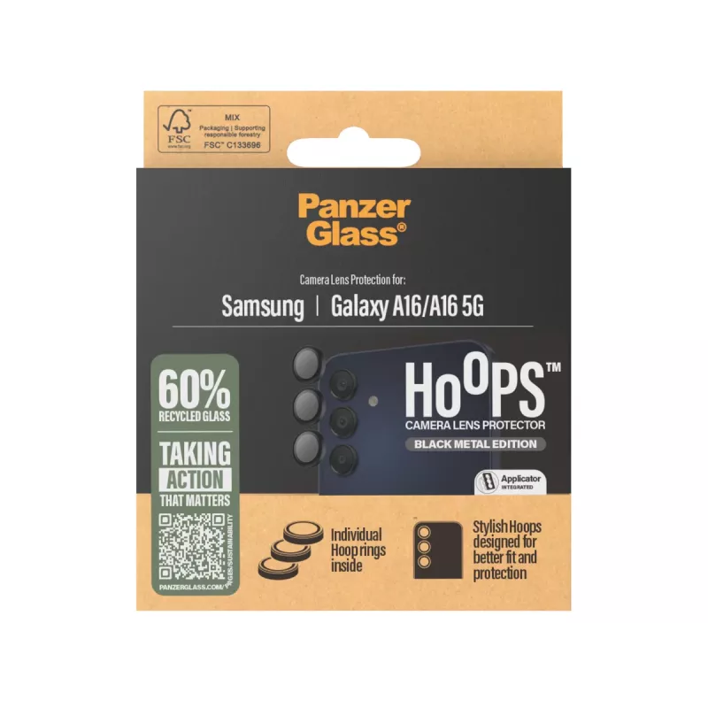 PanzerGlass ® Hoops® Proteção de lente da câmara preto Samsung Galaxy A16 | A16 5G