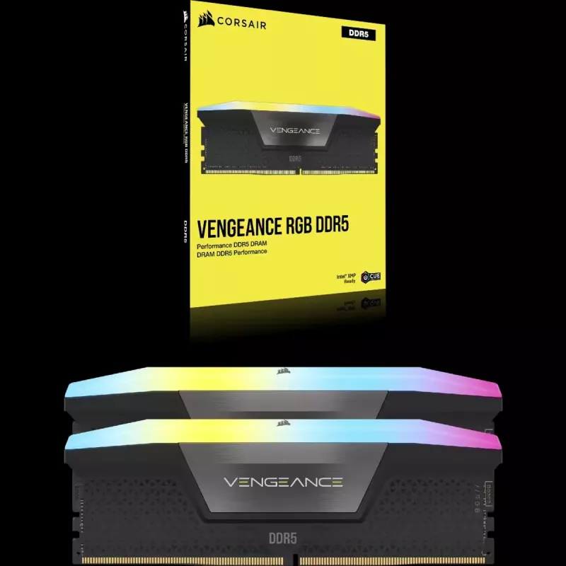 CORSAIR Memória 32GB DDR5 (2x16GB) DRAM 6400MT/s CL36 Kit de memória Vengeance RGB – preto