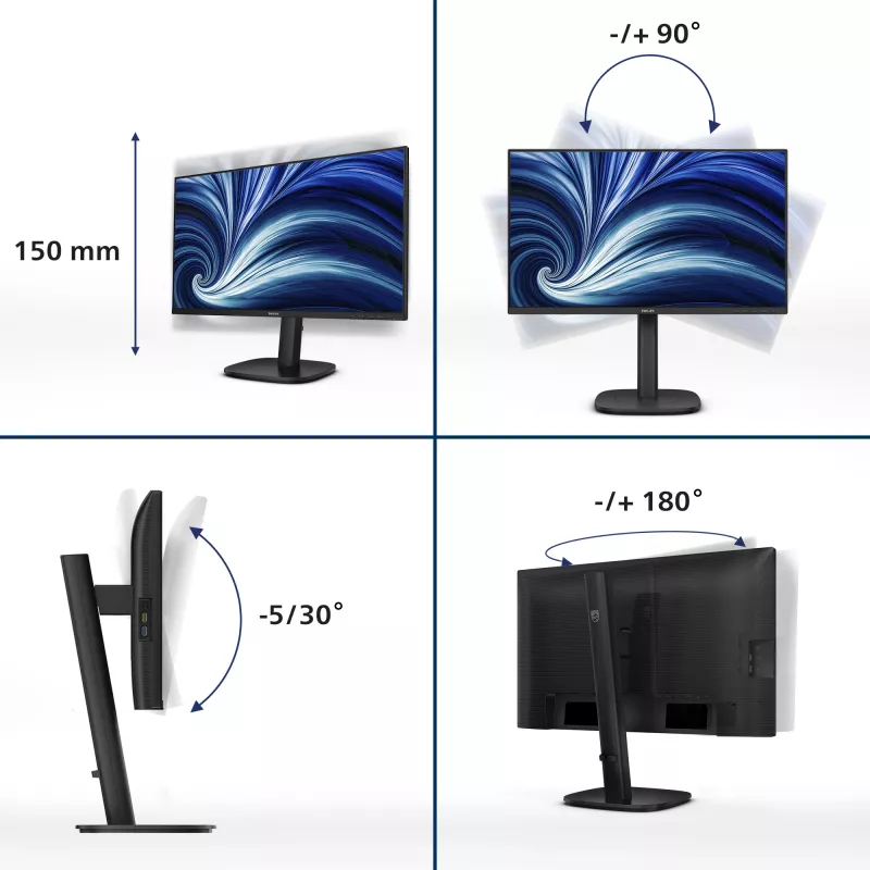 Monitor de computador Philips 3000 series 24B2U3301/00 60,5 cm (23,8 polegadas) 1920 x 1080 pixels Full HD LCD preto