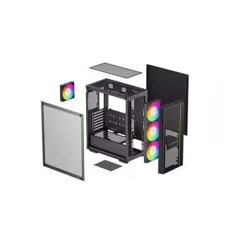 Caixa de PC DeepCool MATREXX 55 MESH V4 C Midi Tower preto — ATX, vidro temperado, frente em malha, USB-C