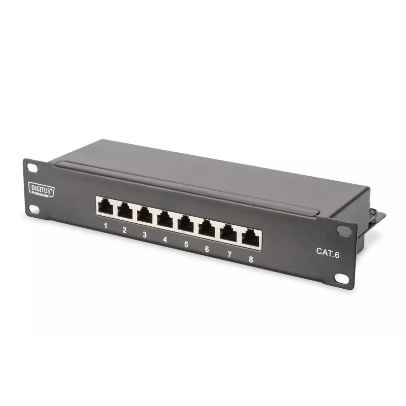DIGITUS conjunto de rede 10in incl. armário 9U preto prateleira PDU switch 8 portas painel de ligação CAT6