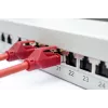 Painel de patch DIGITUS DN-91624S-EA de 19 polegadas, CAT6A classe EA, blindado, 24 portas RJ45, LSA, 1U, cinzento claro RAL 7035