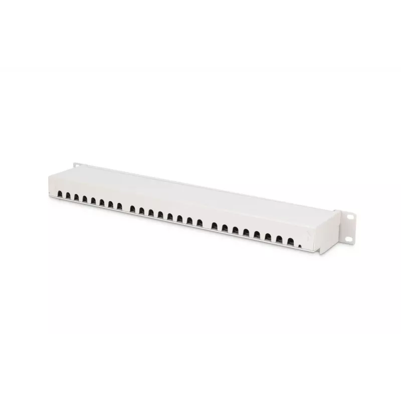 Painel de patch DIGITUS DN-91624S-EA de 19 polegadas, CAT6A classe EA, blindado, 24 portas RJ45, LSA, 1U, cinzento claro RAL 7035