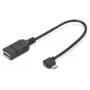 Cabo adaptador DIGITUS USB 2.0, OTG, Type Micro B - A M/F, 15 cm, compatível com USB 2.0, angular, preto
