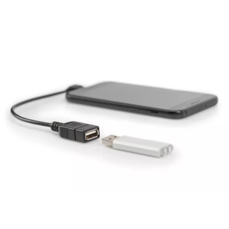 Cabo adaptador DIGITUS USB 2.0, OTG, Type Micro B - A M/F, 15 cm, compatível com USB 2.0, angular, preto