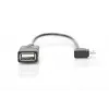 Cabo adaptador DIGITUS USB 2.0, OTG, Type Micro B - A M/F, 15 cm, compatível com USB 2.0, angular, preto