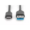 Cabo de ligação DIGITUS USB Type-C, Type C para A M/M, 1m SuperSpeed preto