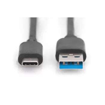 Cabo de ligação DIGITUS USB Type-C, Type C para A M/M, 1m SuperSpeed preto