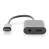 Cabo divisor DIGITUS USB Type-C, tipo C – 3,5 mm + tipo C M/F/F, 20 cm preto