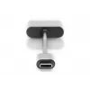 Cabo divisor DIGITUS USB Type-C, tipo C – 3,5 mm + tipo C M/F/F, 20 cm preto