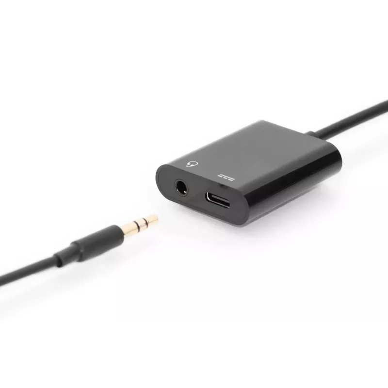 Cabo divisor DIGITUS USB Type-C, tipo C – 3,5 mm + tipo C M/F/F, 20 cm preto