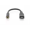 Cabo adaptador de áudio DIGITUS USB Type-C, Type-C - 3,5 mm M/F, 20 cm, entrada/saída de áudio, versão 3.1, CE, preto