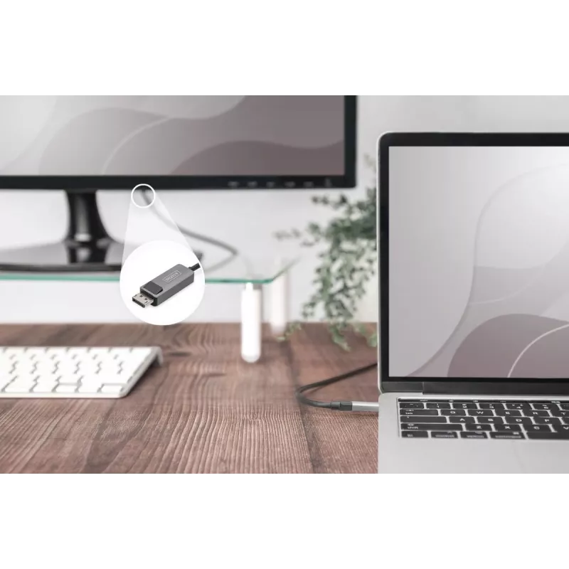 Cabo adaptador DIGITUS USB Type C para DP 8K@30Hz, HBR3, caixa de alumínio, preto, 2m