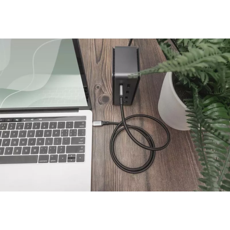 Cabo de ligação DIGITUS USB 4, TypeC para TypeC, caixa de alumínio, trança PP, 8K@60Hz, PD3.0, 40 Gbit/s, 1m, preto