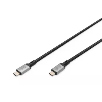 Cabo de ligação DIGITUS USB 4. tipo C para tipo C. Caixa de alumínio trança PP 4K@60Hz. PD3.0. 20Gbit/s. 3m. preto
