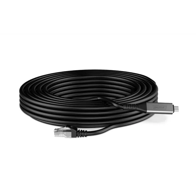 Cabo Ethernet USB-C 3.2 Gen1 - RJ45 DIGITUS - CAT6a S/FTP preto - 10 m