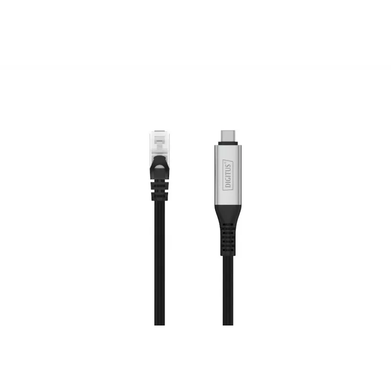 Cabo Ethernet USB-C 3.2 Gen1 - RJ45 DIGITUS - CAT6a S/FTP preto - 15 m