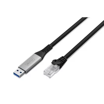 Cabo Ethernet USB 3.2 Gen1 - RJ45 DIGITUS - CAT6a S/FTP preto - 2 m