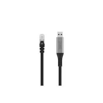 Cabo Ethernet USB 3.2 Gen1 - RJ45 DIGITUS - CAT6a S/FTP preto - 10 m