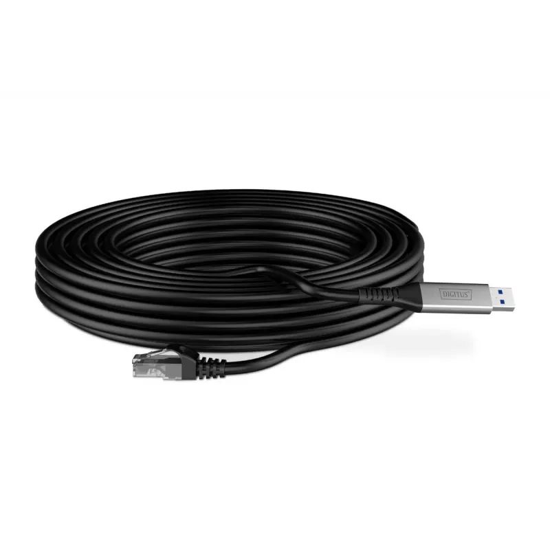 Cabo Ethernet USB 3.2 Gen1 - RJ45 DIGITUS - CAT6a S/FTP preto - 10 m