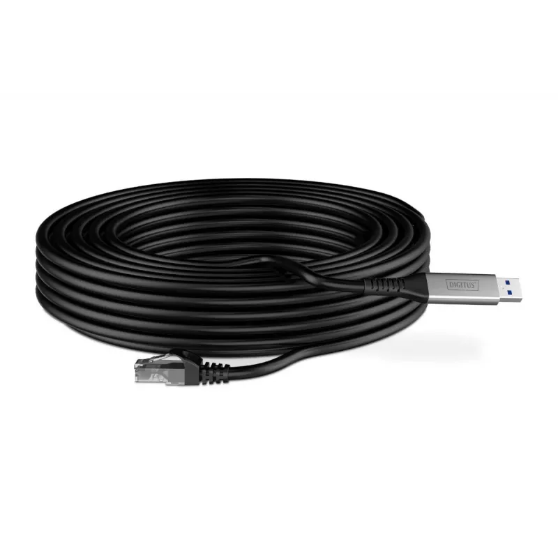 Cabo Ethernet USB 3.2 Gen1 - RJ45 DIGITUS - CAT6a S/FTP preto - 15 m