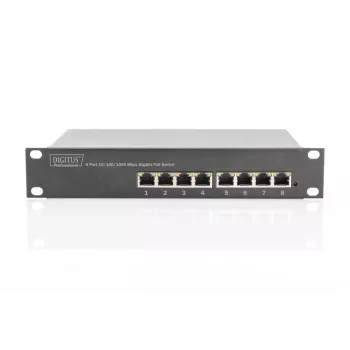 Switch Gigabit PoE DIGITUS 8 portas 10 inch 8x10/100/1000Mbps RJ45 PoE 96W