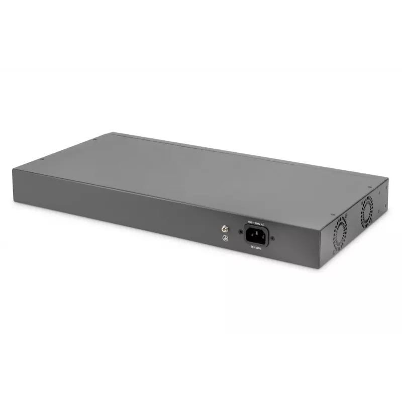 Switch Digitus DN-95343 de 24 portas Fast Ethernet PoE, 2x Gigabit Combo TP/SFP, 370 W