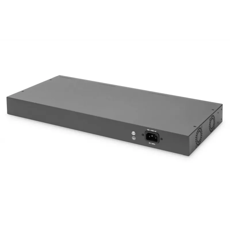 Switch Fast Ethernet PoE DIGITUS 16 portas PoE + 2 Combo. 250 W de orçamento PoE