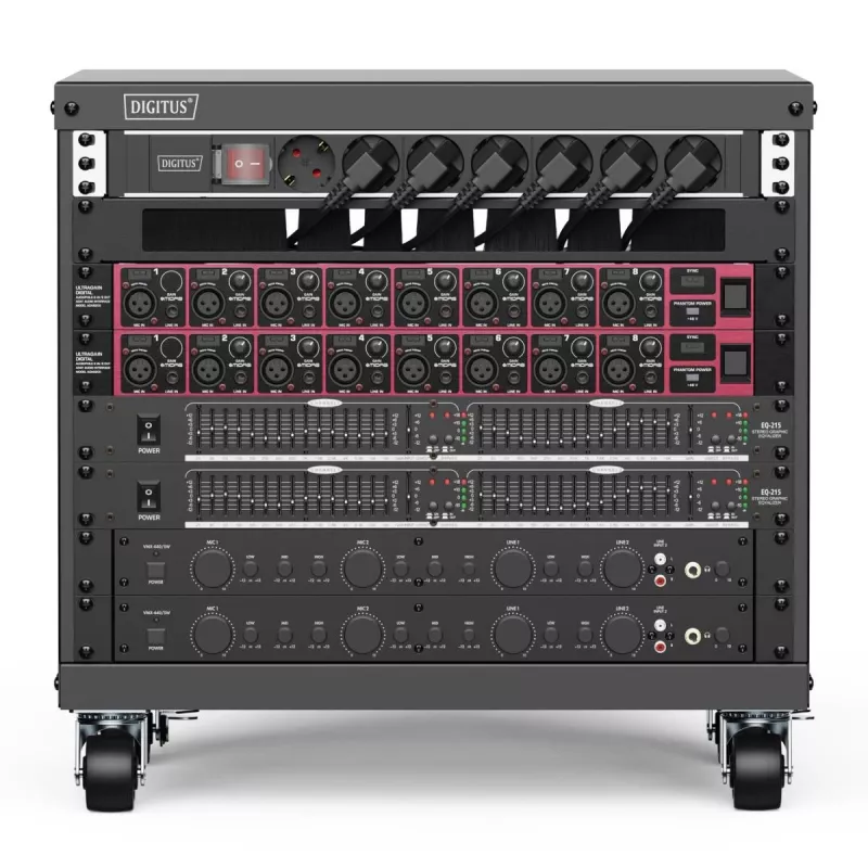 Rack AVS DIGITUS 8U 420x507x460mm furos roscados rodas preto