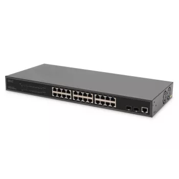 Switch Gigabit Ethernet DIGITUS com injetor PoE 24 portas L2 gerido 2 SFP Upload